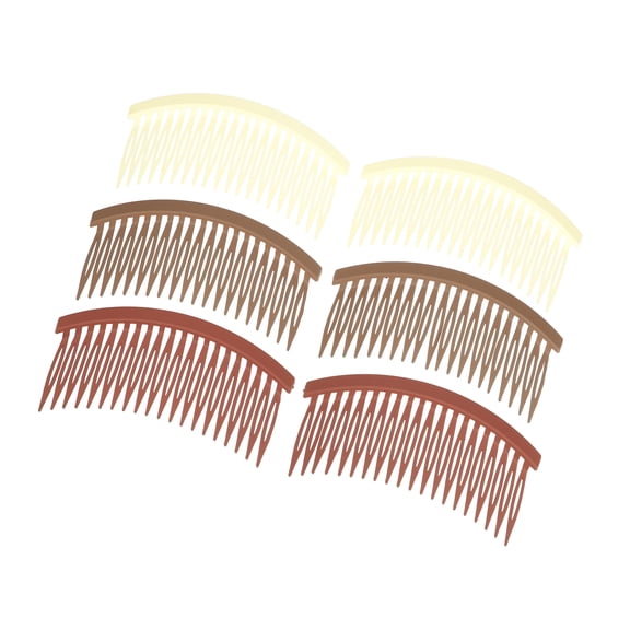 Vocoste 6pcs Solid Color Side Comb Frosted Wide Teeth for Women Khaki Orange Beige