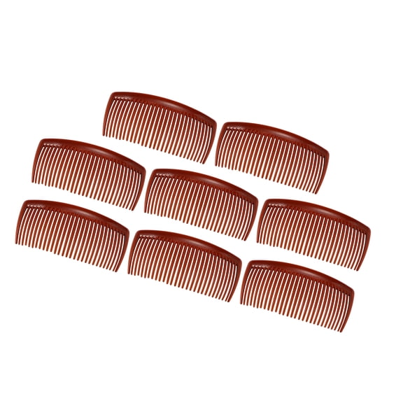 Vocoste 8 Pcs Classic Side Clip Hair Comb Teeth Hair Combs Hair Clip Comb 4" Plastic Brown