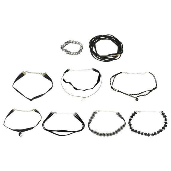 Vocoste 9 PCS Black Choker Necklaces for Women Classic Choker Necklaces Set