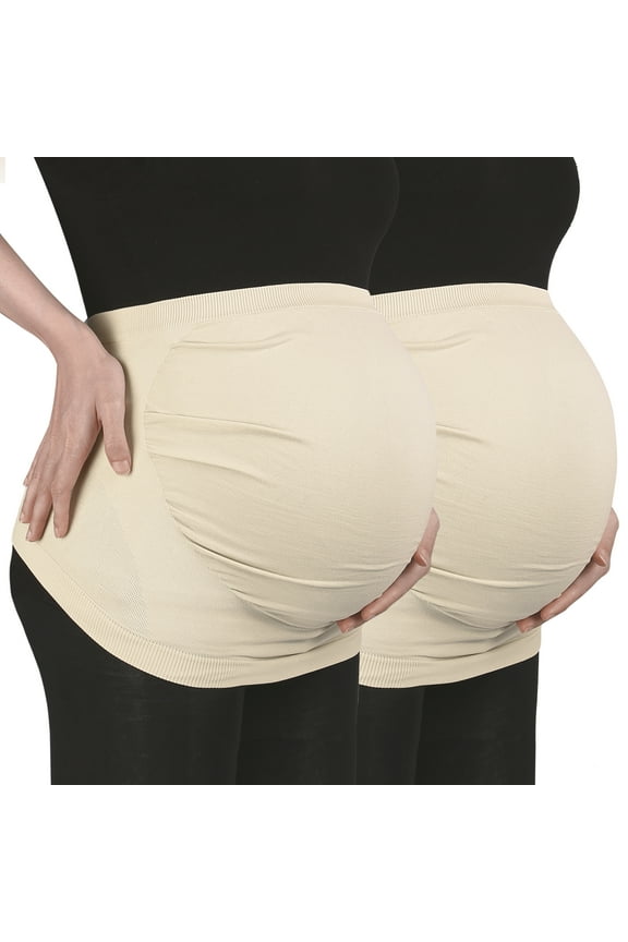 Belly Bands for Pregnant Women L Beige Nylon 2 Pcs