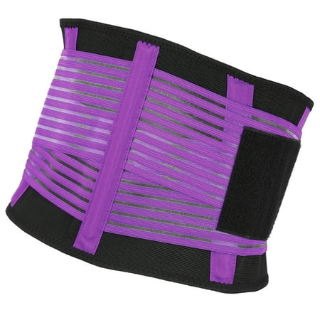 Vocoste Breathable Back Brace Lumbar Support Mesh Design Adjustable Straps Lower Back Brace Purple Size S