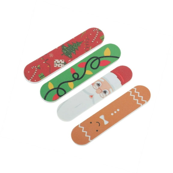 Vocoste Christmas Style Multifunctional Nail File Manicure Tool Red Green White Orange 4 Pcs