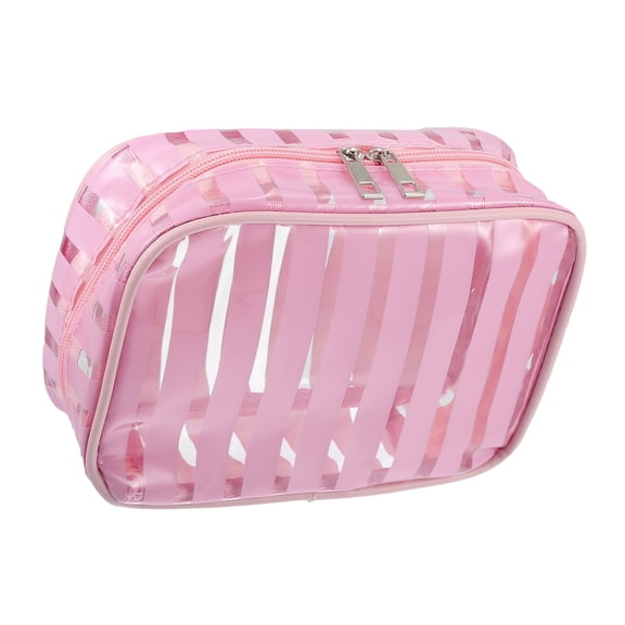 Vocoste Clear Toiletry Bag Transparent Makeup Bag PVC Zipper Cosmetic Bag 8.07" Pink