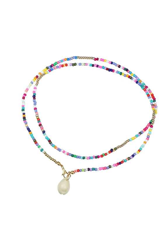 Colored Beaded Necklaces, Chain Necklaces for Women Teen Ladies Multicolor