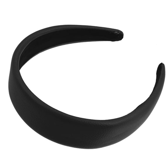 Vocoste Faux Leather Headband Hairband for Women Black 1.6 Inch Wide 1 Pcs