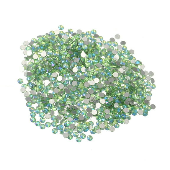 Vocoste Flatback Nail Glass Rhinestones AB Nail Art Rhinestones Round Beads Charms SS10 Light Green 1440 Pieces 1 Set