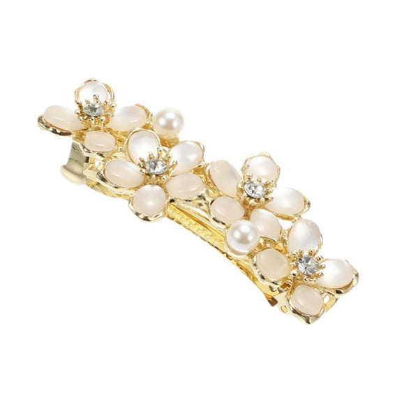 Vocoste Flower Hair Clips for Women Large Flower Hairpins French Faux Crystal Flower Hairpin Champagne