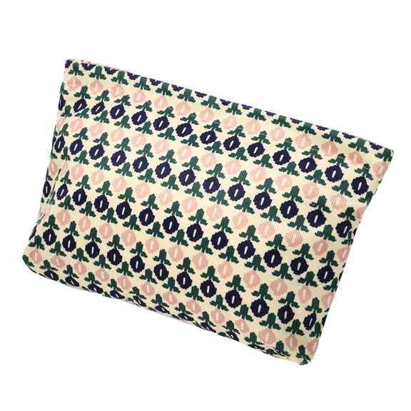 Vocoste Flower Pattern Cosmetic Bag Zipper Floral Makeup Bag Women's Corduroy Makeup Bag Deep Blue