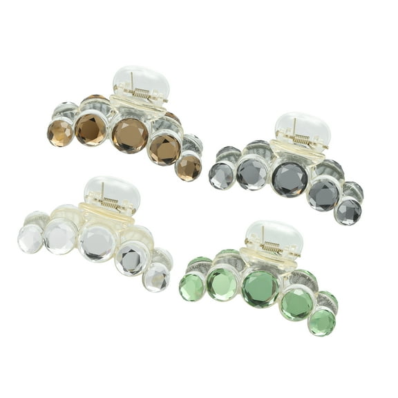 Vocoste Hair Accessories Glitter Claw Clips Plastic Jaw Grips for Women Beauty White Green Champagne Gray 4Pcs