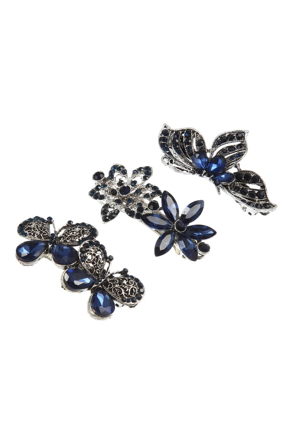 3 Pcs Hair Barrettes for Women Hair Clips Sparkly Hairpin Blue Black