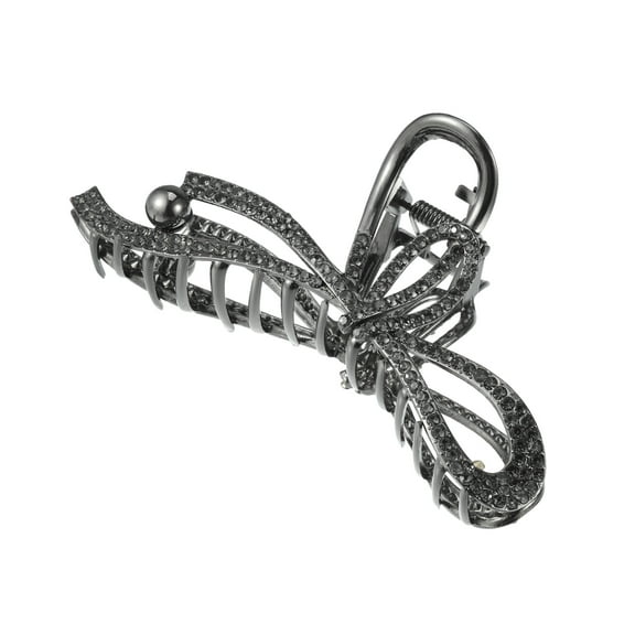 Vocoste Hair Clip Classic Rhinestone Bow Tie Hair Clip Elegant Cute Hair Accessories for Women Titanium Tone
