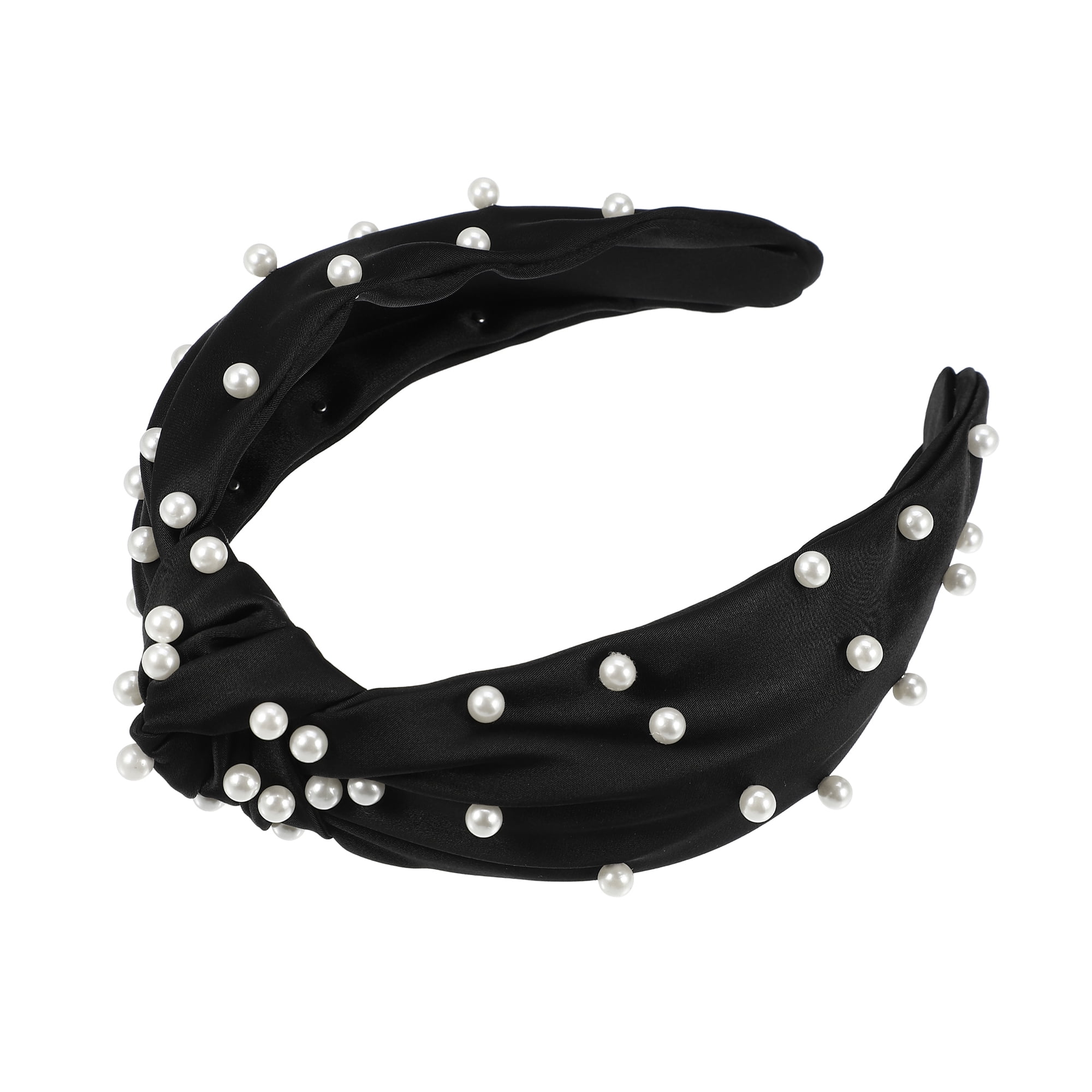 Elegant Black Headband with Pearl Detailing Jeweled Pearl Knot Headband - Black main image 2