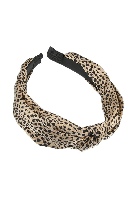 Leopard Headband Top Knot Cheetah Headband Print Headbands for Women Khaki 5.16"x1.22"