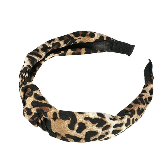 Vocoste Leopard Pattern Headband Knotted Headband Non-Slip Elastic Wide Headband Accessories for Women Brown