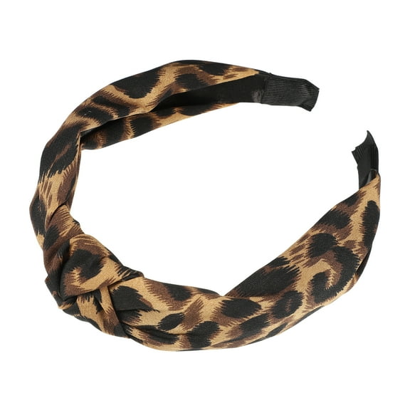 Vocoste Leopard Pattern Headband Knotted Headband Non-Slip Elastic Wide Headband Accessories for Women Coffee