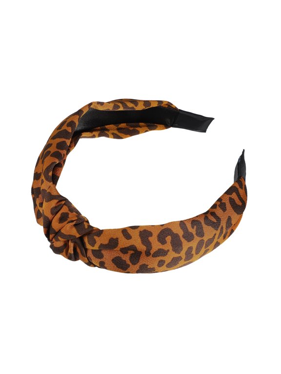 Leopard Pattern Headband Women Elastic Knotted Headbands Accessories Orange 5.91"x4.72"