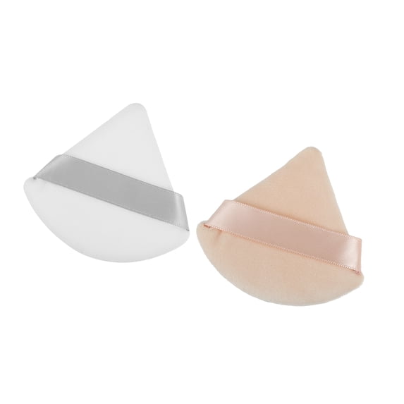 Vocoste Loose Powder Puff Face Soft Triangle Puff Blender Beauty Makeup Tool Short Plush Beige White 2 Pcs