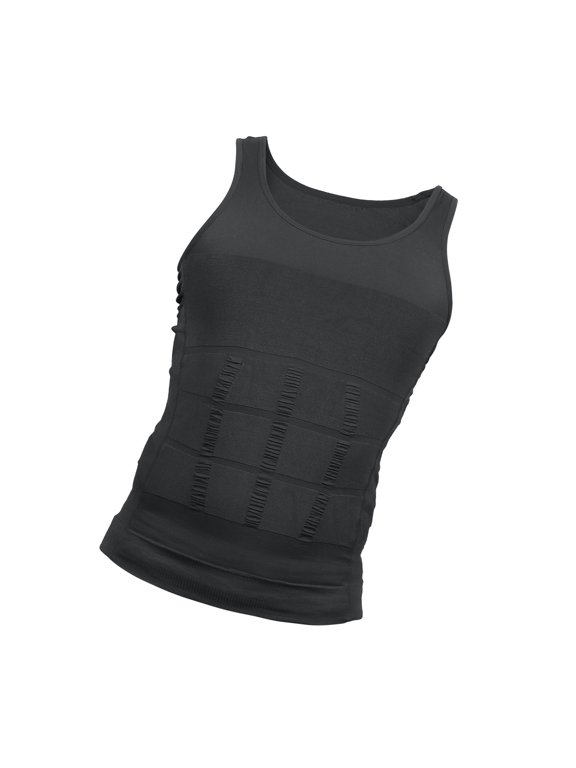 Men Body Slimming Tummy Shaper Control Underwear Stretch Shapewear Waist Girdle Shirt Nylon M Gray