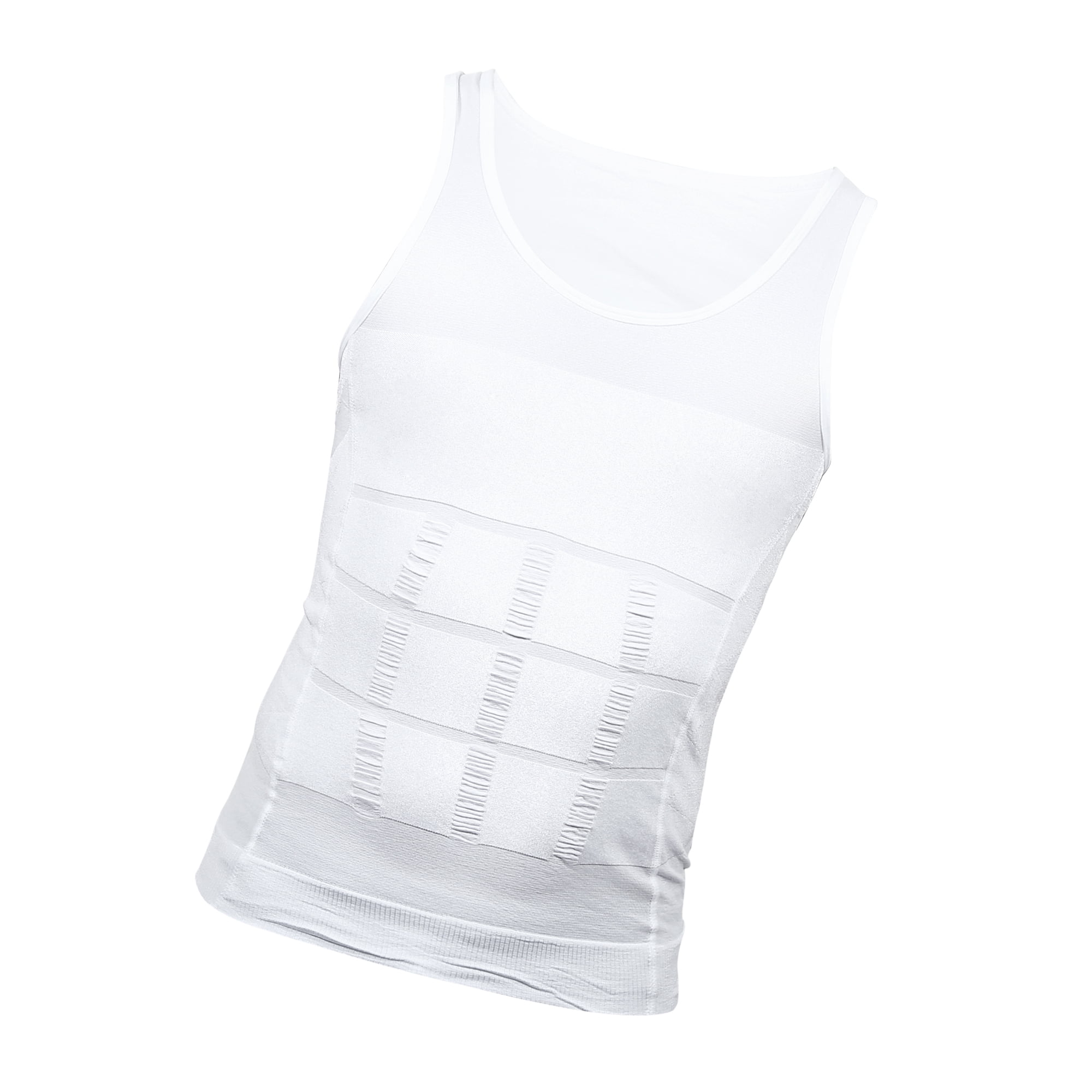 Vocoste Men Body Slimming Tummy Shaper Control Underwear Stretch Shapewear Waist Girdle Shirt Nylon XXXL White