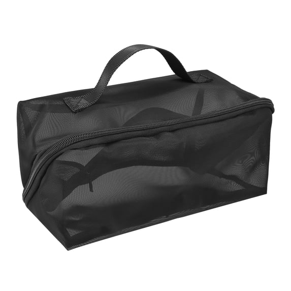 Vocoste Mesh Makeup Bag Large Makeup Bag Clear Mesh Pouch with Zipper for Women Nylon Black