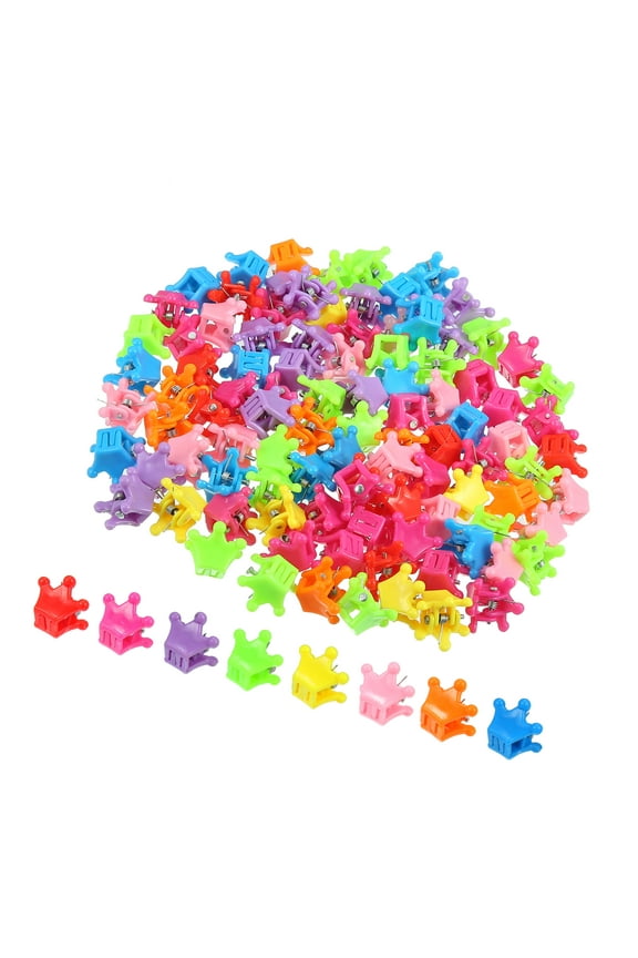 Mini Claw Clips Hair Clips Set for Girls Crown Pattern Barrette Hair Accessories Muliticolor 100pcs