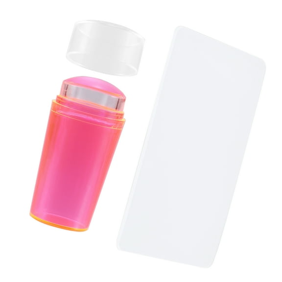 Vocoste Nail Art Stamper Pink Silicone Stamping Tool with Scraper for DIY Nail Decor