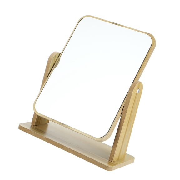 Vocoste Natural Wooden Makeup Mirror Rotating Makeup Desk Stand Mirror for Women Beige 8.07"x3.94"x9.84"