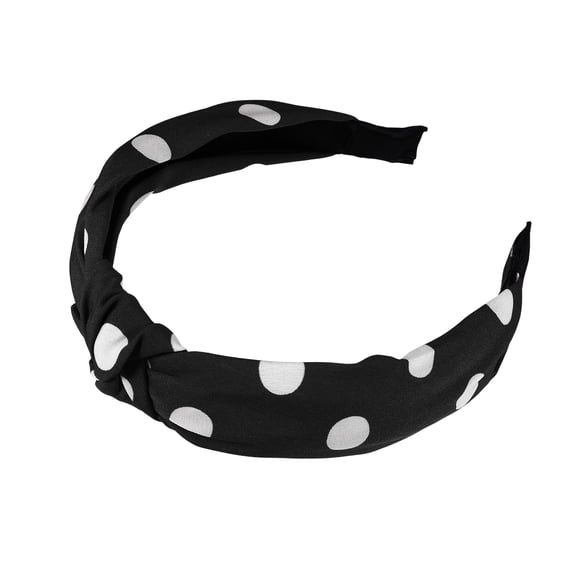 Vocoste Polka Dot Headband Knotted Headband for Women Top Knot Elastic Hairband Non-Slip Wide Hair Hoop Black