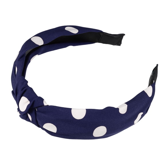 Vocoste Polka Dot Headband Knotted Headbands Women Knot Elastic Hair Hoop Deep Blue