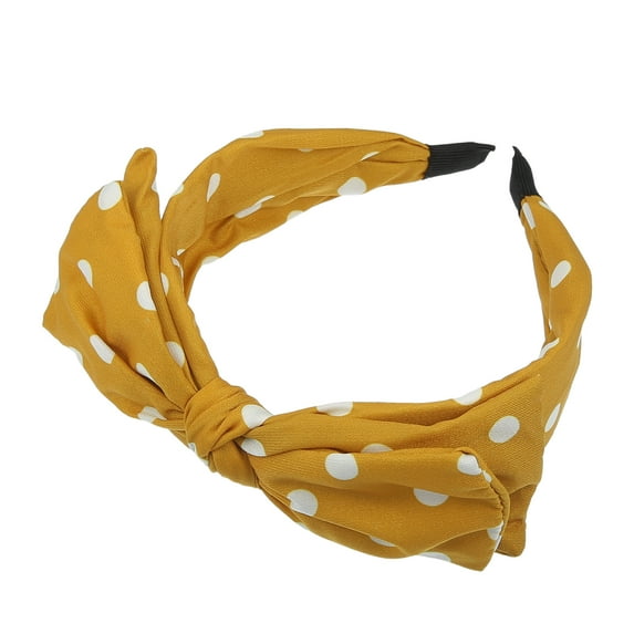 Vocoste Polka Dots Wide Bow Headbands Fashion Hair Hoop Yellow with Bow Knotted for Girl Women