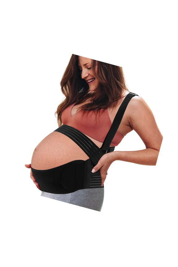 Pregnancy Belly Band Shoulder Strap Belly Support Brace Pregnancy Support Belt for Abdomen 1 Set Black Large