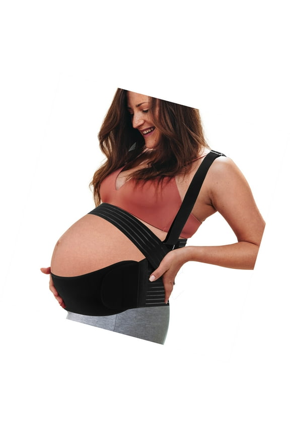 Pregnancy Belly Band Shoulder Strap Belly Support Brace Pregnancy Support Belt for Abdomen 1 Set Black Small