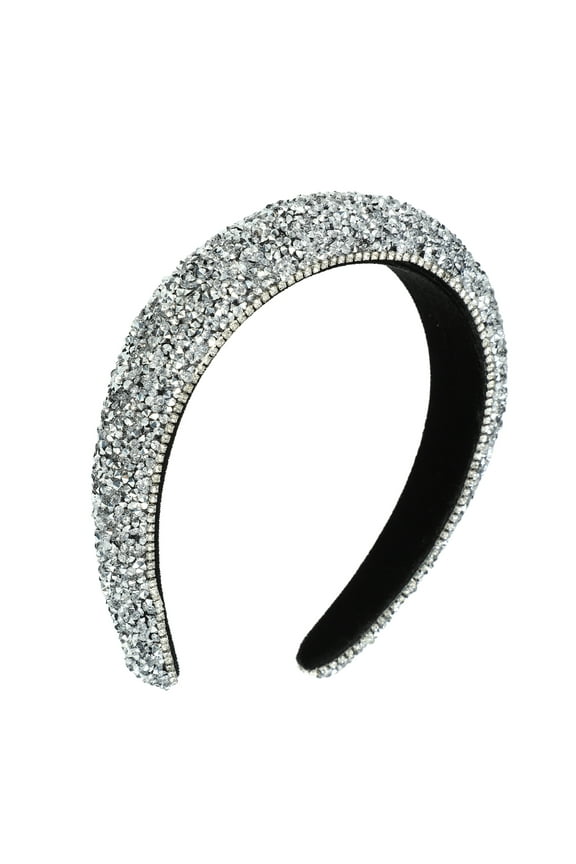 Rhinestone Headbands, Crystal Diamond Bling Headbands, Beaded Jeweled Hairband, Silver Tone Headband