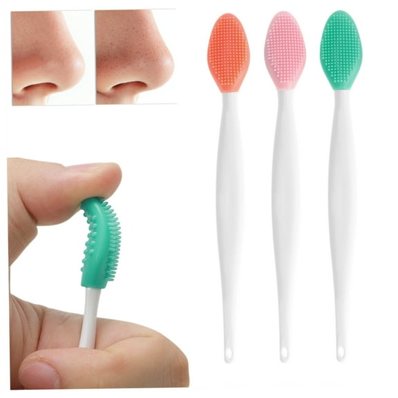 Vocoste Silicone Double-Sided Pore Brush Gentle Exfoliating Green Pink Orange 3 Pcs