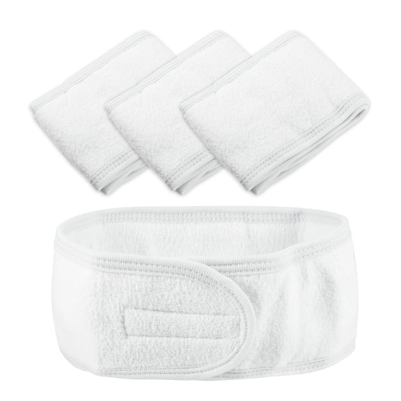 Vocoste Soft Women Hair Bands Spa Headband for Face Washing Bath Facial Mask Yoga White 4 Pcs