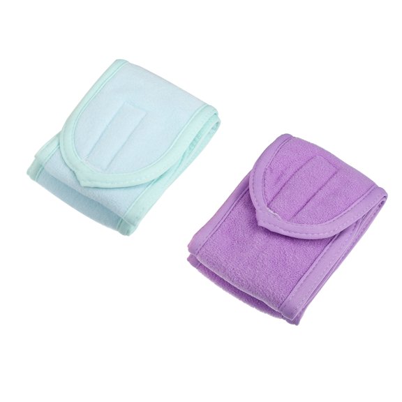Vocoste Towel Headbands Make Up Hair Bands Spa Yoga for Women with Self-Adhesive Tape Purple Blue 2 Pcs