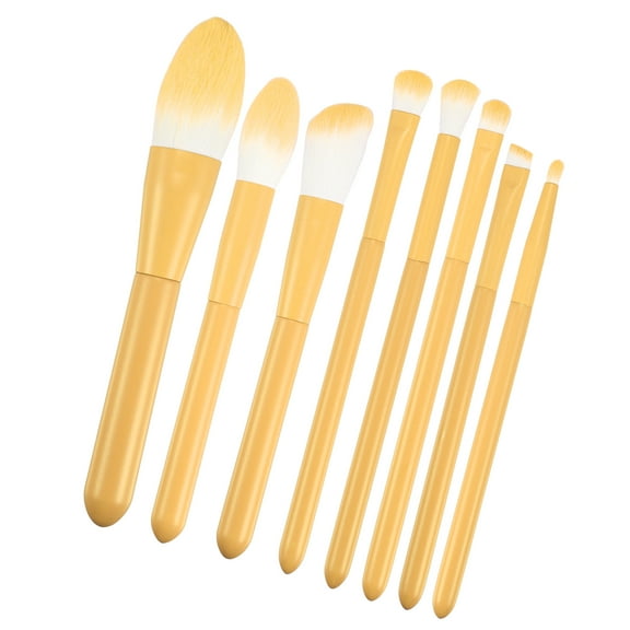 Vocoste Travel Blending Makeup Brush Set Foundation Contour Concealer Blusher Brush Yellow 8 Pcs