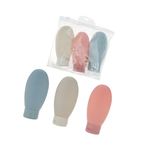 Vocoste Travel Bottles Set Containers Squeezable Refillable Pink Beige Blue 3 Pcs