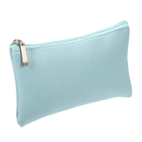 Vocoste Travel Makeup Bag Makeup Brush Holder Cosmetics Storage Bag Portable Light Blue PU Leather