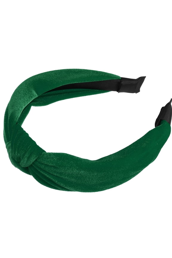 Velvet Knotted Headbands Hairband for Women Dark Green 1.2 Inch Wide 1 Pcs