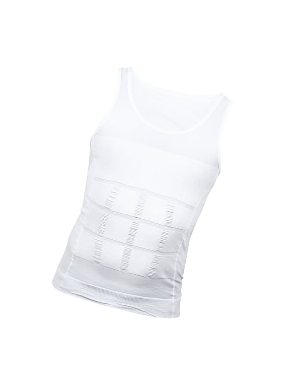 Vocoeste Men Body Slimming Tummy Shaper Control Underwear Stretch Shapewear Waist Girdle Shirt Nylon XL White