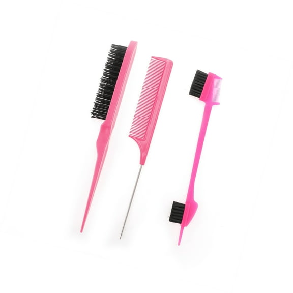 Vocoste Women Close Teeth Rat Tail Comb for Curly Straight Wavy Wet Thin Hair ABS Rose Red 3pcs