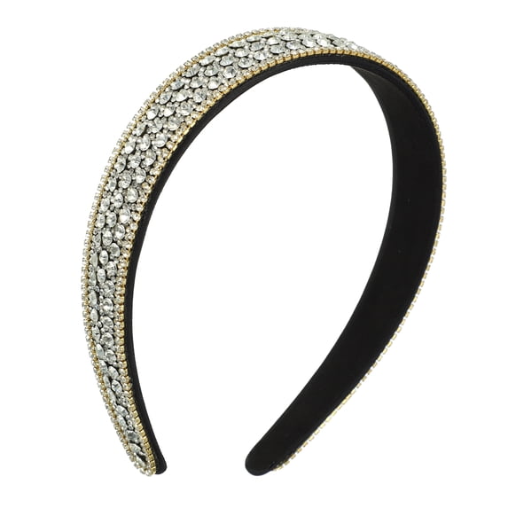 Vocoste Women Rhinestone Headband Wide Headband Bejewelled Hairband Women Luxury Sparkly Silver Tone