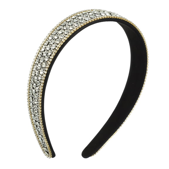 Vocoste Women Rhinestone Headband Wide Headband Bejewelled Hairband Women Luxury Sparkly Silver Tone