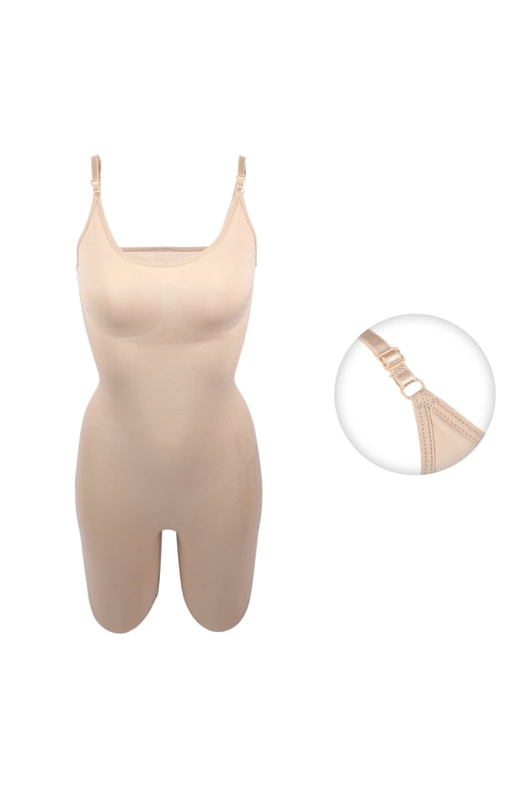 Women Shapewear Tummy Control Full Bust Body Shaper Briefs Bodysuit Butt Beige Size S