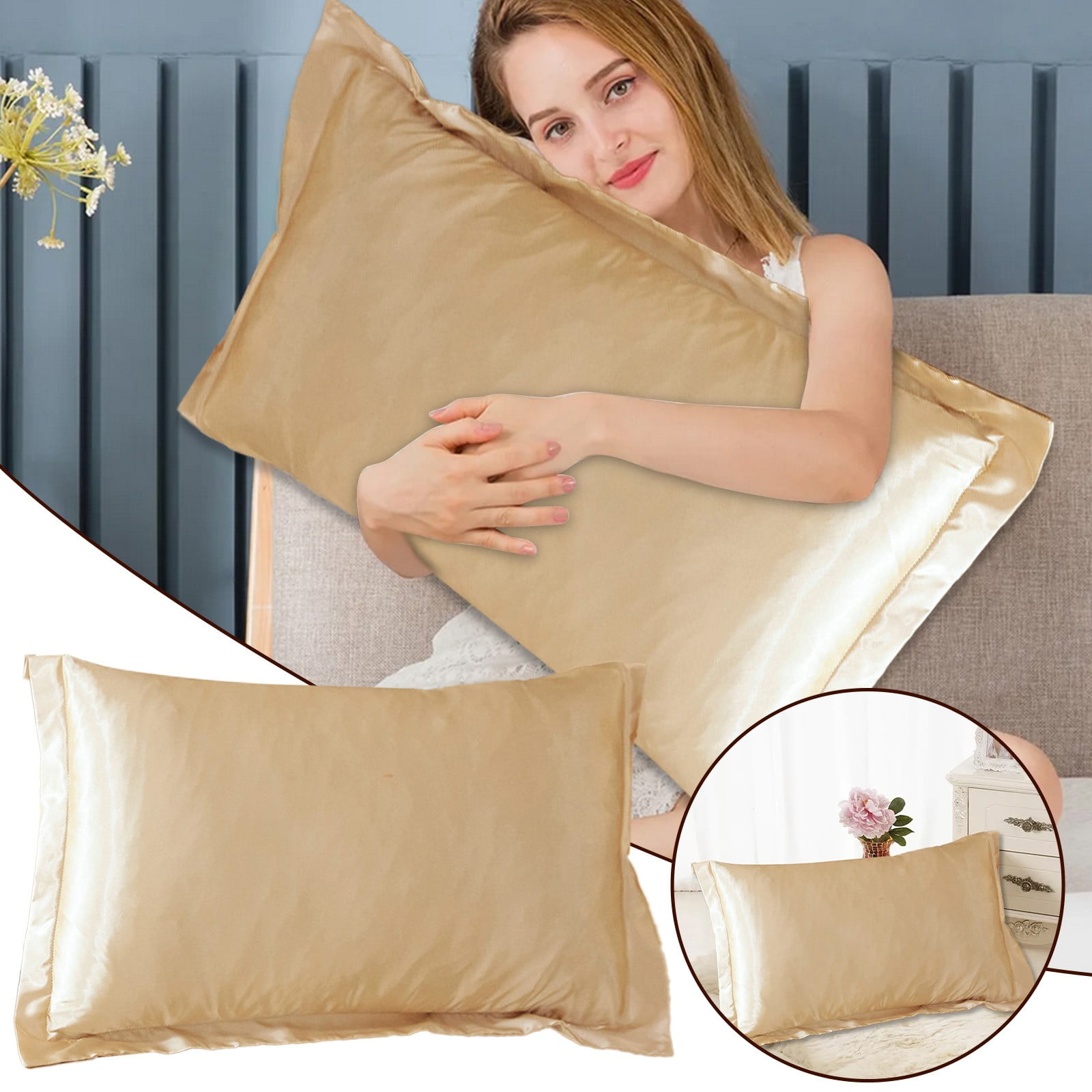 Vocy Blissy Silk Pillow Cases for Standard Size,2 Pack or Silk Pillow