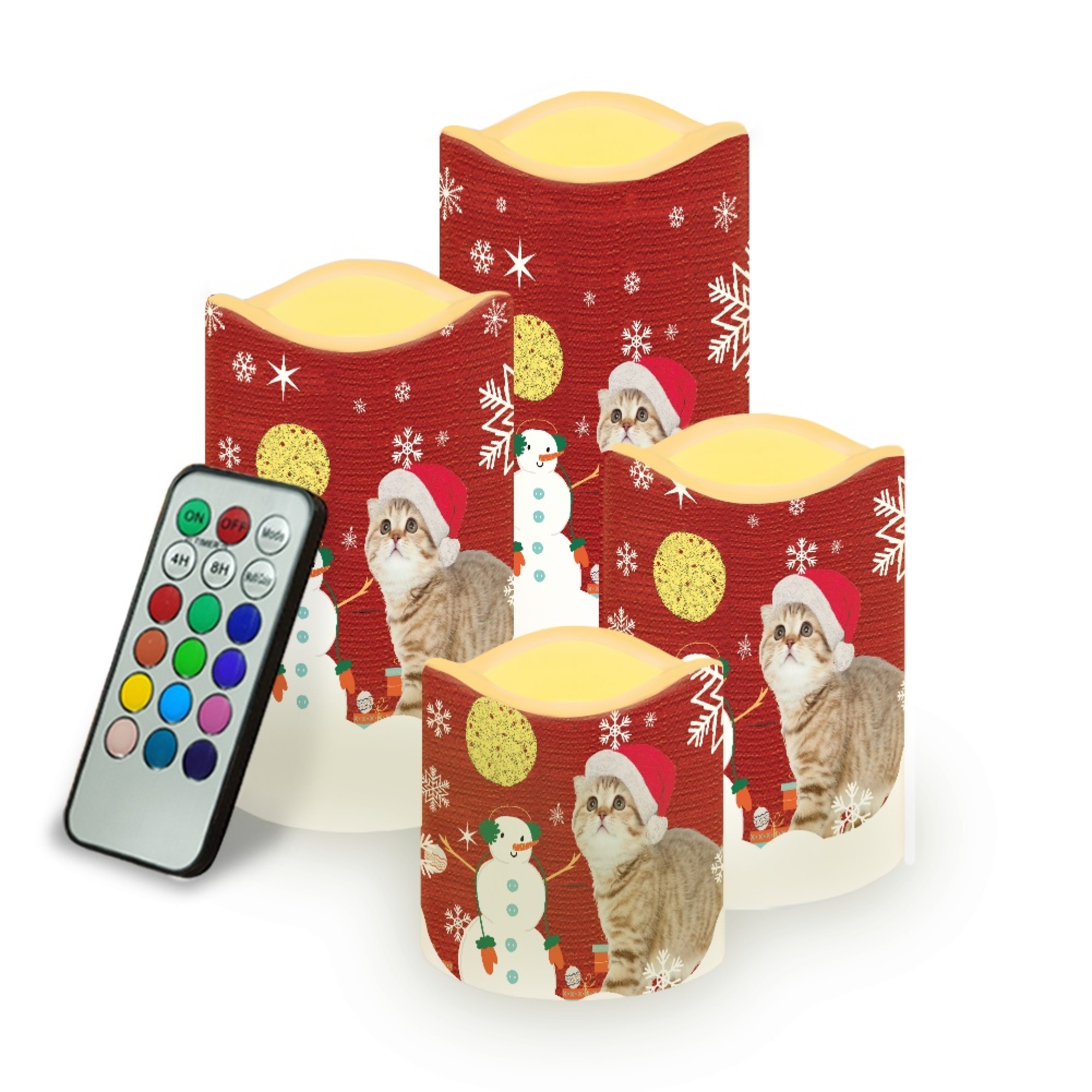 Vodetik Store Christmas Flameless Candles with Remote,4 Pack Battery Operated Electric Candles