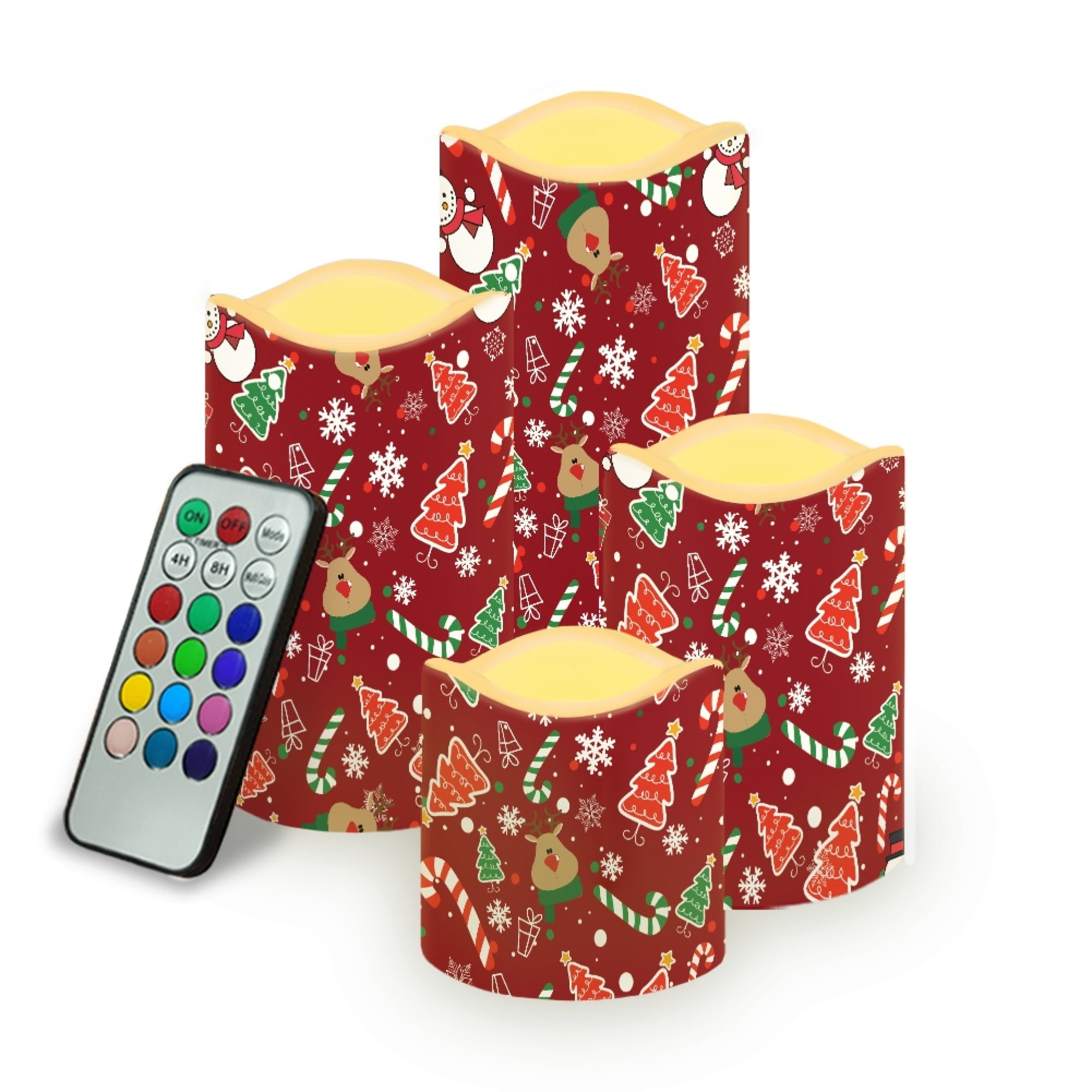 Vodetik Store Christmas Flameless Candles with Remote,4 Pack Battery