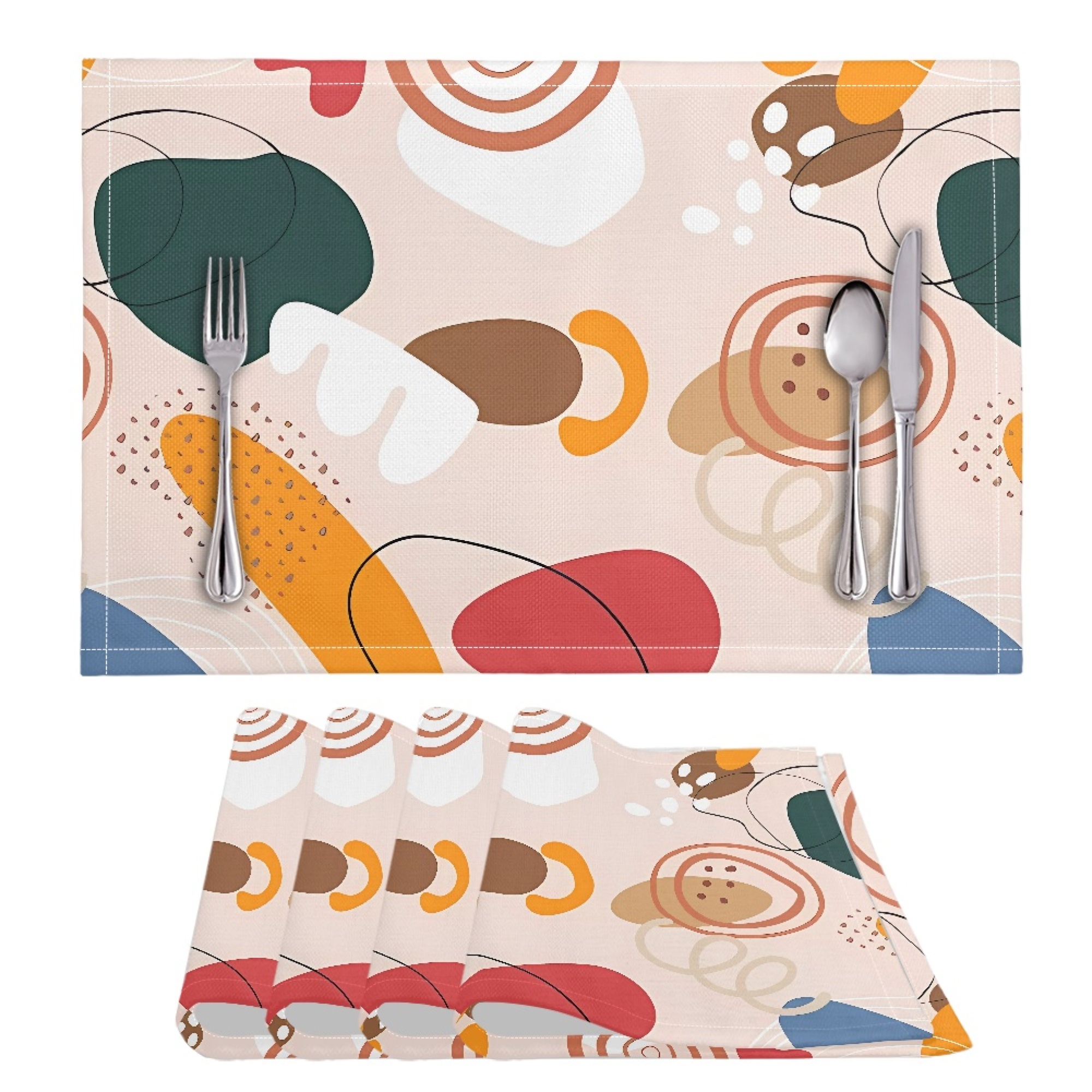 Vodetik Store Flat Aesthetic Placemats Set of 4 for Dining Table Heat