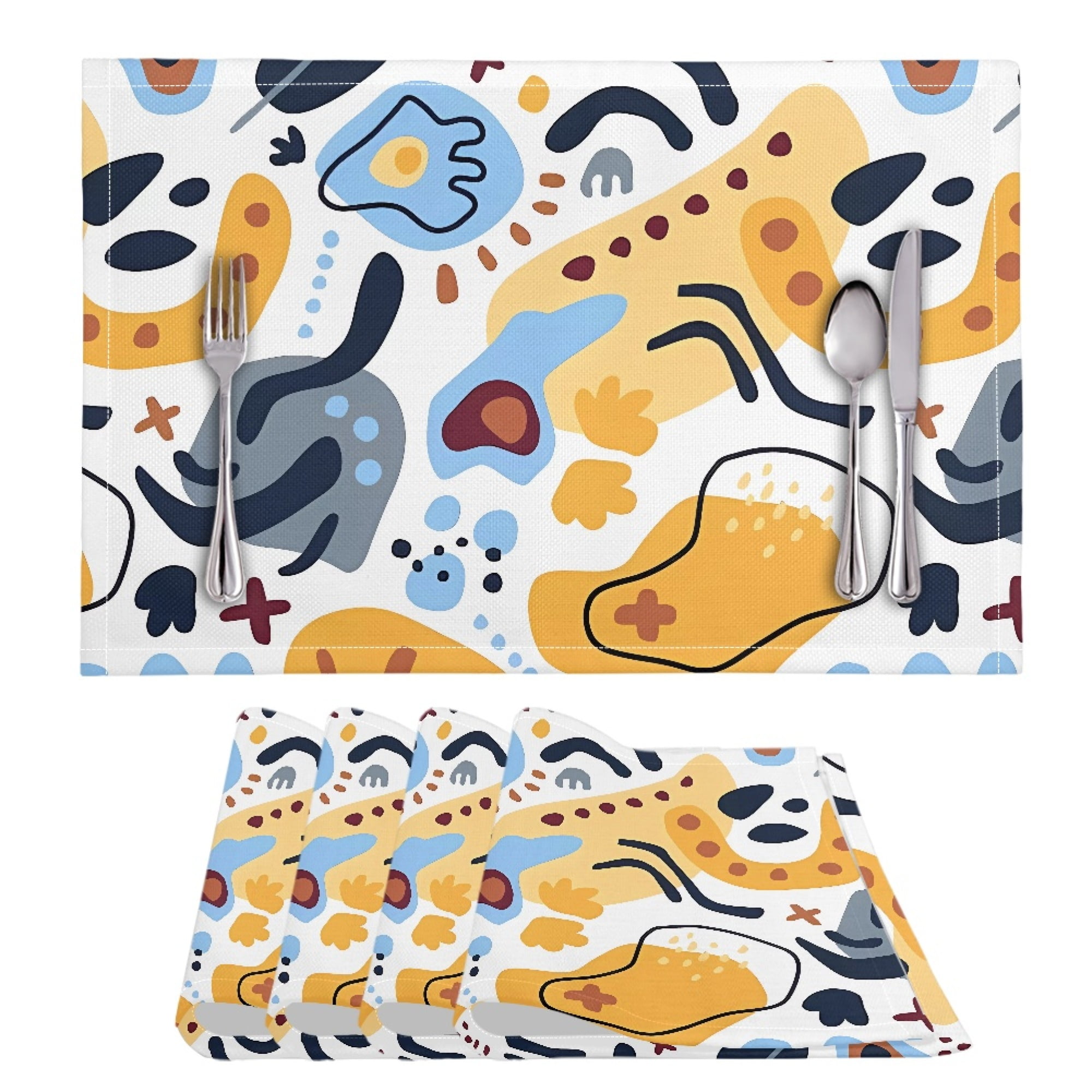 Vodetik Store Flat Aesthetic Placemats Set of 4 for Dining Table Heat